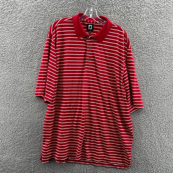 Foot Joy Golf Polo Mens XL Red Striped Short Sleeve Pullover - Picture 1 of 7